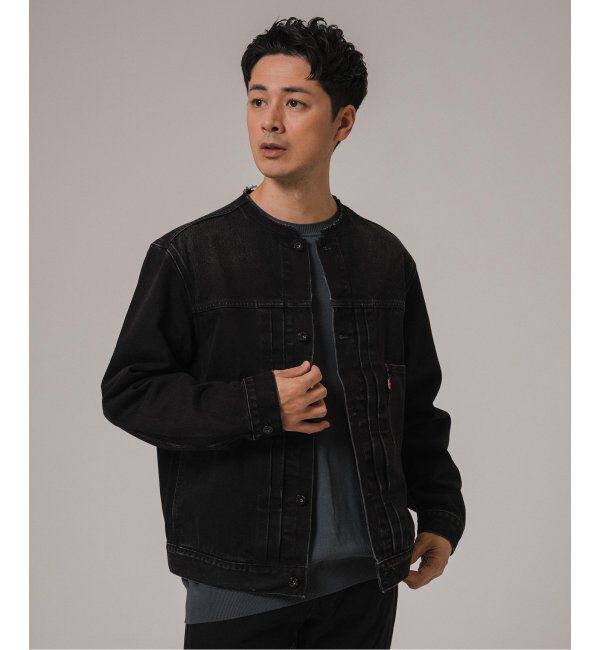 EDIFICE「《再入荷》Levi&rsquo;s(リーバイス) 別注 Type 1 Trucker Jacket BLACK "COLLARLESS"」|デニムジャケット|