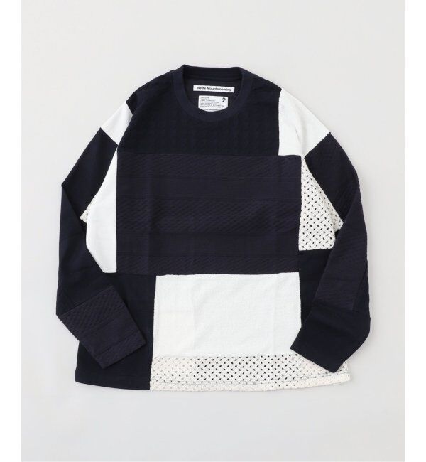 EDIFICE「White Mountaineering(ホワイトマウンテニアリング) PATCHWORK LONG SLEEVE Tシャツ」|Tシャツ・カットソー|ネイビー