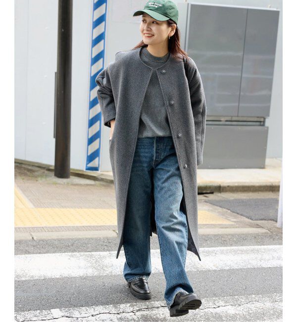 JOURNAL STANDARD「スーパー140ビーバーノーカラーコート」|ノーカラーコート|グレーA