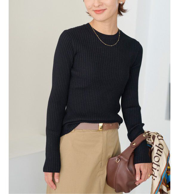 JOURNAL STANDARD relume「ウォッシャブルレーヨンリブクルーネックプルオーバー」|ニット・セーター|