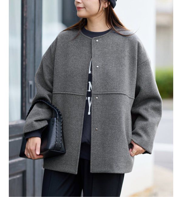JOURNAL STANDARD「《追加》スーパー140ビーバーノーカラーショートコート」|ノーカラーコート|