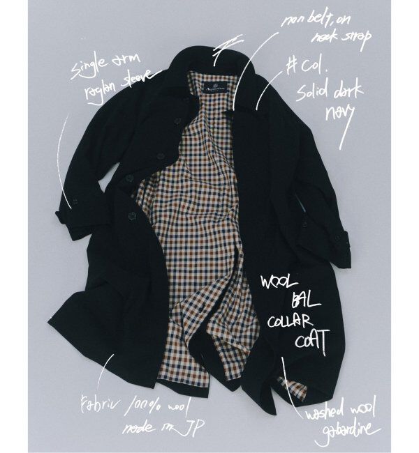 JOURNAL STANDARD「Aquascutum for JOURNAL STANDARD EX WOOL GABARDINE BALMACHAN COAT」|ステンカラーコート|ネイビー