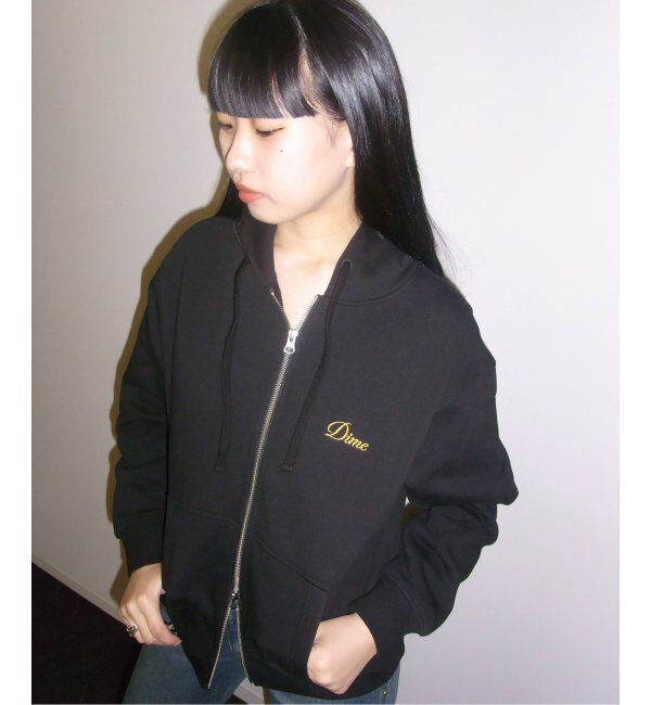 Oriens JOURNAL STANDARD「【Dime/ダイム】 CURSIVE ZIP-HOODIE」|パーカー|ブラック