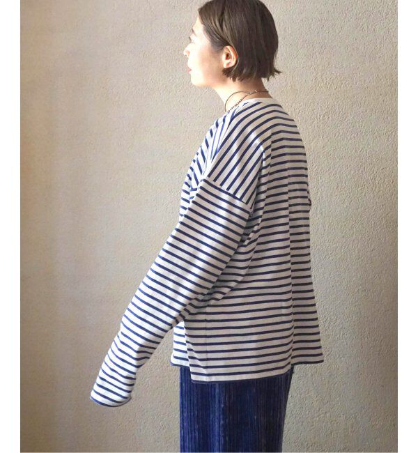 journal standard luxe「ラメボーダー クルーネックBigプルオーバー」|Tシャツ・カットソー|ブルー A