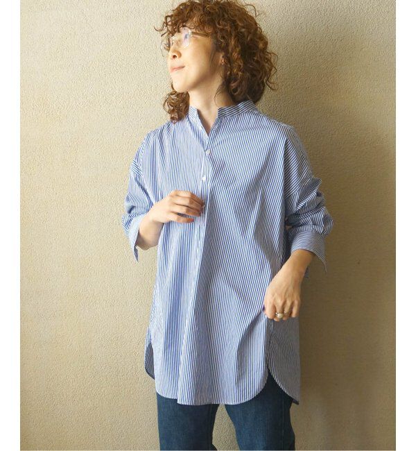 journal standard luxe「タイプライタースタンドカラープルシャツ」|シャツ・ブラウス|ブルー A