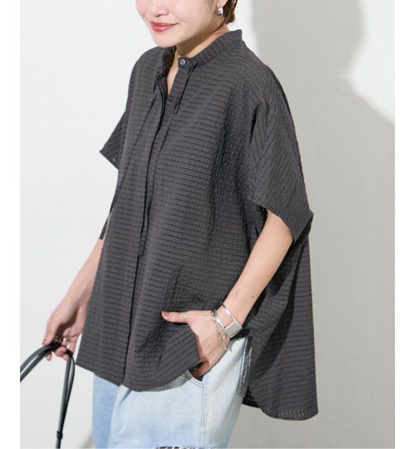 JOURNAL STANDARD「シアーチェックポンチョブラウス」|シャツ・ブラウス|ブラック D