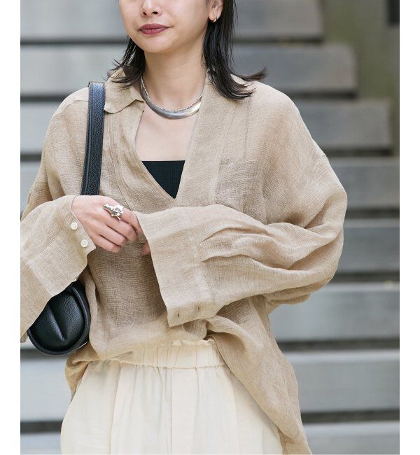 JOURNAL STANDARD「リネンメッシュシャツ」|シャツ・ブラウス|ベージュ
