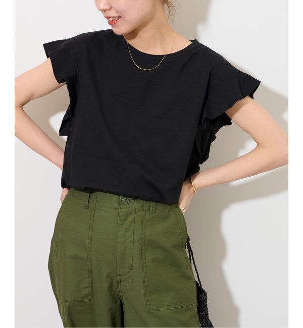 JOURNAL STANDARD relume「《WEB限定追加2》フリルスリーブTシャツ」|Tシャツ・カットソー|ブラック