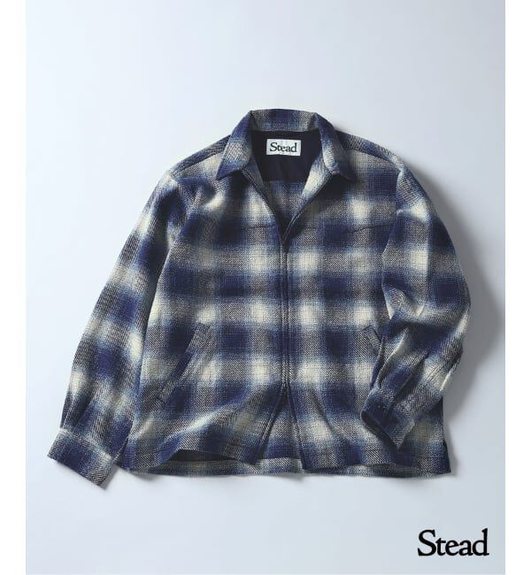 J.S.Homestead「Stead / T/C ネップ オンブレー ジップ アップ シャツ」|シャツ・ブラウス|ネイビー B