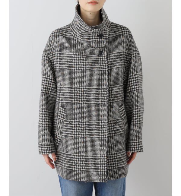 journal standard L'essage「BALLI/CHECKスタンドカラーショートコート」|その他|ブラック