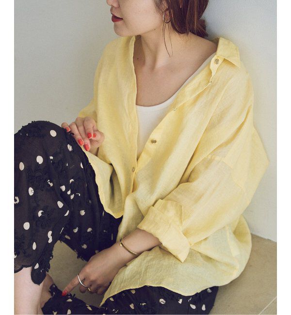 Spick and Span「《追加》80リネンカシュクールビッグシャツ」|シャツ・ブラウス|