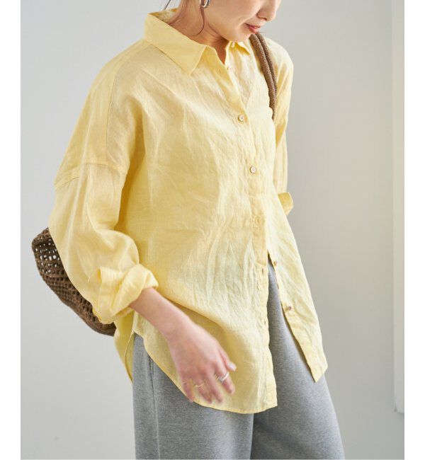 Spick and Span「《追加》80リネンカシュクールビッグシャツ」|シャツ・ブラウス|
