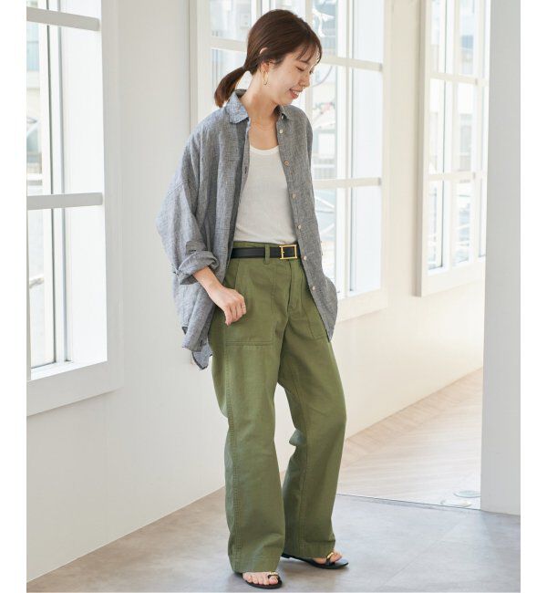 Spick and Span「《追加》80リネンカシュクールビッグシャツ」|シャツ・ブラウス|