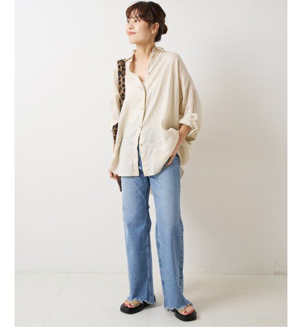 Spick and Span「《追加》80リネンカシュクールビッグシャツ」|シャツ・ブラウス|