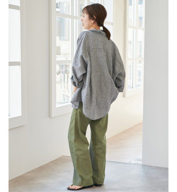 Spick and Span「《追加》80リネンカシュクールビッグシャツ」|シャツ・ブラウス|