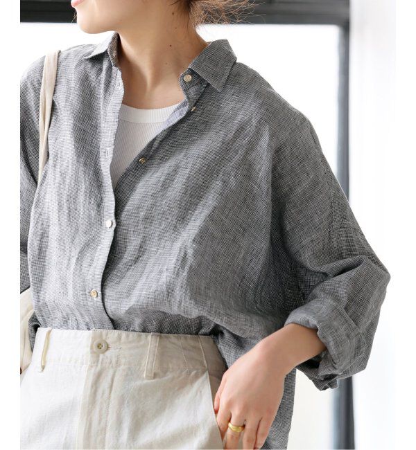 Spick and Span「《追加》80リネンカシュクールビッグシャツ」|シャツ・ブラウス|