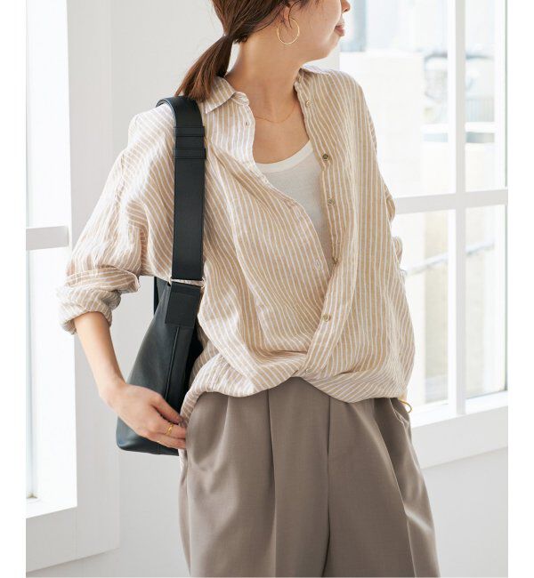 Spick and Span「《追加》80リネンカシュクールビッグシャツ」|シャツ・ブラウス|