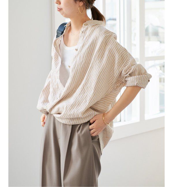 Spick and Span「《追加》80リネンカシュクールビッグシャツ」|シャツ・ブラウス|
