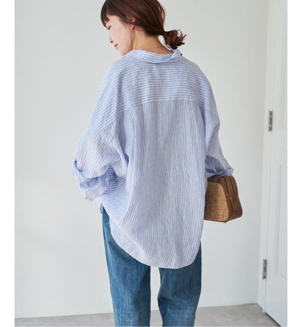 Spick and Span「《追加》80リネンカシュクールビッグシャツ」|シャツ・ブラウス|