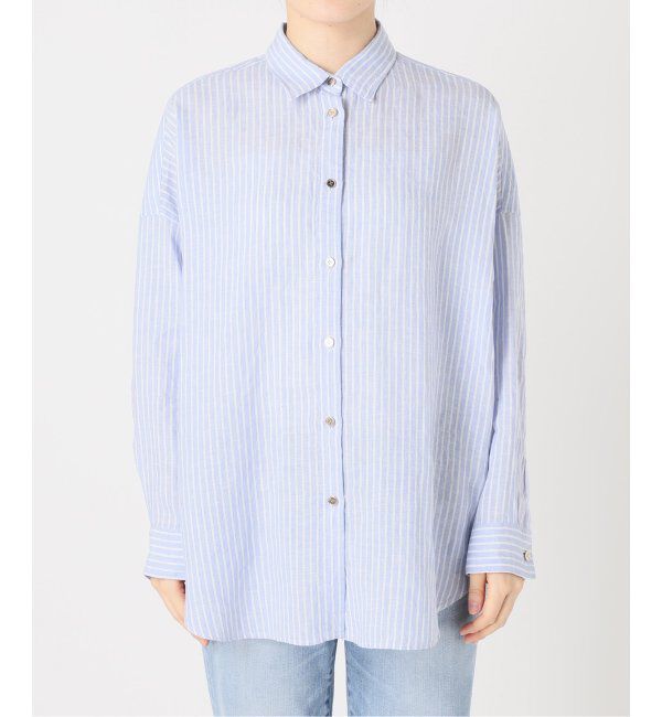 Spick and Span「《追加》80リネンカシュクールビッグシャツ」|シャツ・ブラウス|