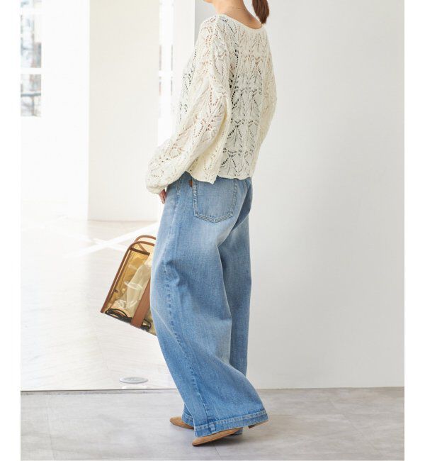 Spick and Span「《一部店舗+WEB限定追加2》ギマコットン透かし編みボートネックニット」|ニット・セーター|