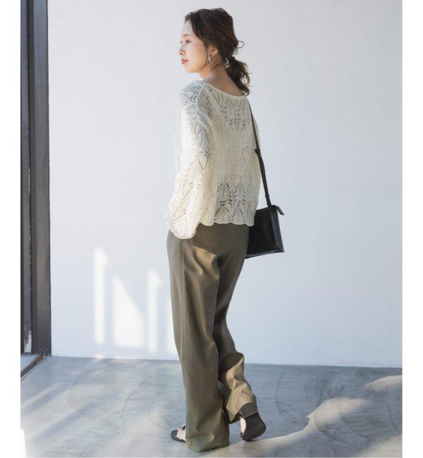 Spick and Span「《一部店舗+WEB限定追加2》ギマコットン透かし編みボートネックニット」|ニット・セーター|