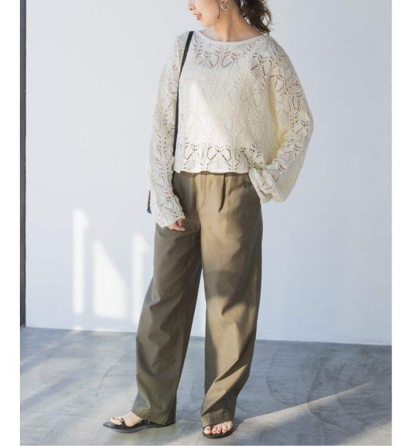 Spick and Span「《一部店舗+WEB限定追加2》ギマコットン透かし編みボートネックニット」|ニット・セーター|