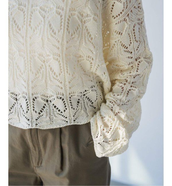 Spick and Span「《一部店舗+WEB限定追加2》ギマコットン透かし編みボートネックニット」|ニット・セーター|