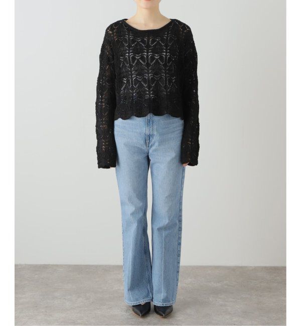 Spick and Span「《一部店舗+WEB限定追加2》ギマコットン透かし編みボートネックニット」|ニット・セーター|