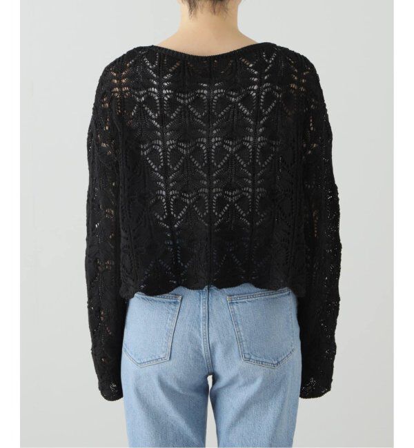 Spick and Span「《一部店舗+WEB限定追加2》ギマコットン透かし編みボートネックニット」|ニット・セーター|