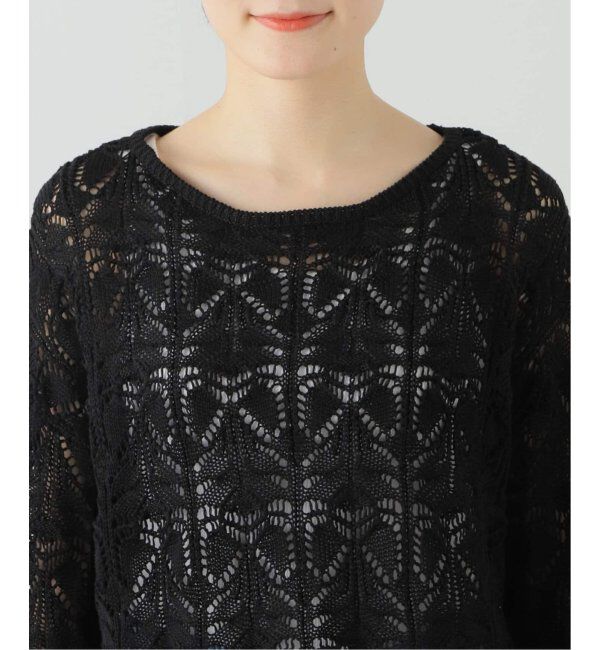 Spick and Span「《一部店舗+WEB限定追加2》ギマコットン透かし編みボートネックニット」|ニット・セーター|