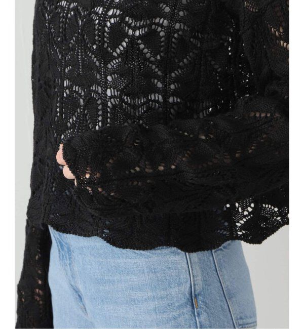 Spick and Span「《一部店舗+WEB限定追加2》ギマコットン透かし編みボートネックニット」|ニット・セーター|