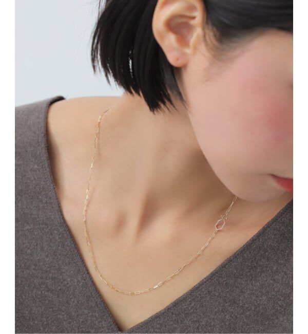 Lilas by Spick&Span「ヘキサゴンモチーフペーパークリップチェーン45cmネックレス K10」|ネックレス|
