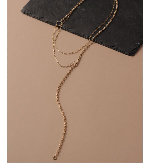 Lilas by Spick&Span「ヘキサゴンモチーフペーパークリップチェーン45cmネックレス K10」|ネックレス|