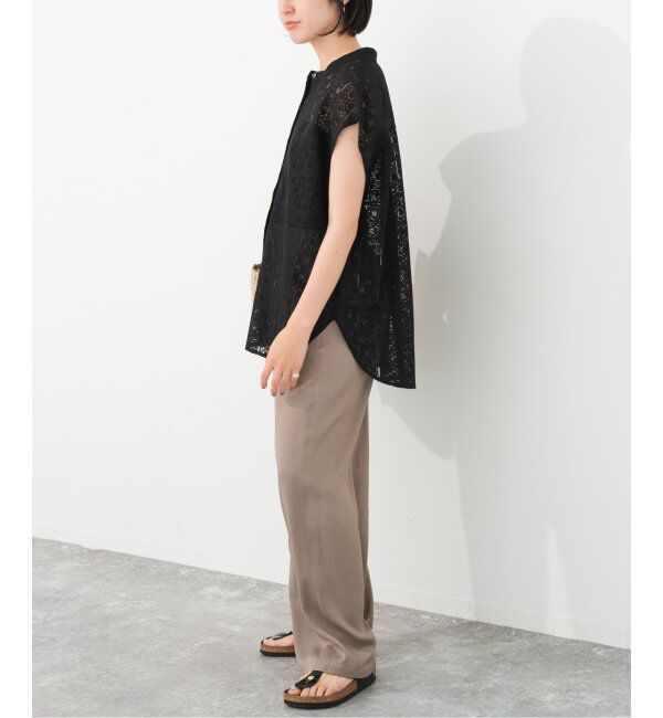 Spick and Span「《WEB限定 / 追加3》PEレースフレンチスリーブシャツ」|シャツ・ブラウス|