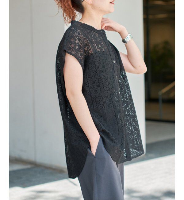 Spick and Span「《WEB限定 / 追加3》PEレースフレンチスリーブシャツ」|シャツ・ブラウス|