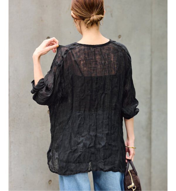 FRAMeWORK「≪追加≫LINENクレープヘンリーネックブラウス 3」|シャツ・ブラウス|