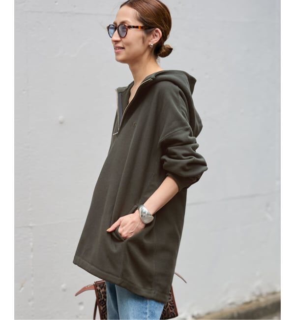 FRAMeWORK「Champion 別注REVERSE WEAVE11.5OZフードハーフジップドロストプルオーバー」|スウェット・ジャージ|