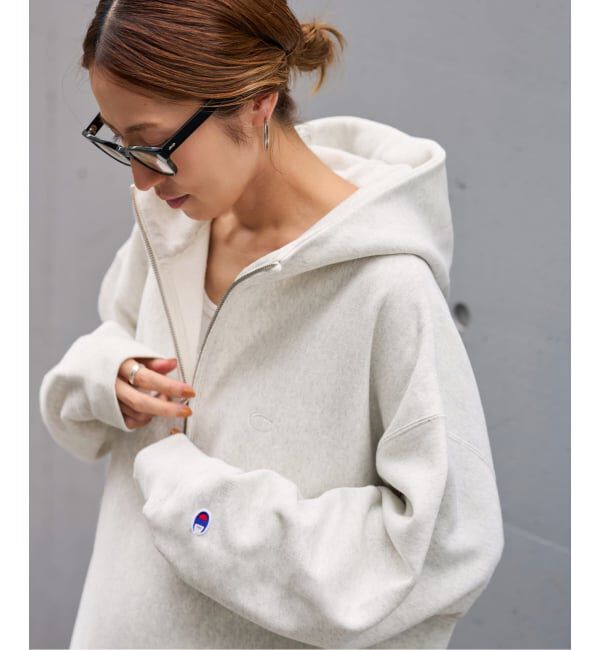 FRAMeWORK「Champion 別注REVERSE WEAVE11.5OZフードハーフジップドロストプルオーバー」|スウェット・ジャージ|