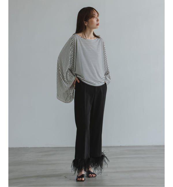 NOBLE「ELENI/エルニ ボーダードレープTシャツ」|Tシャツ・カットソー|