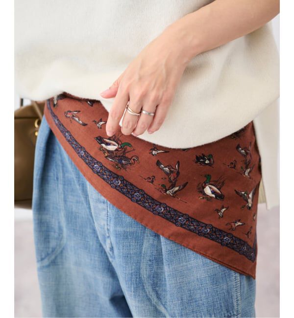 FRAMeWORK「Vincenzo Miozza/ヴィンセンツォ ミオッツァ duck プリントスカーフ」|バンダナ・スカーフ|ブラウン D