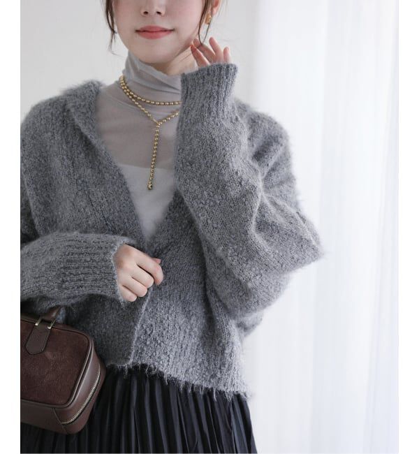  「【洗える】ポップヤーンボレロカーディガン」|カーディガン|