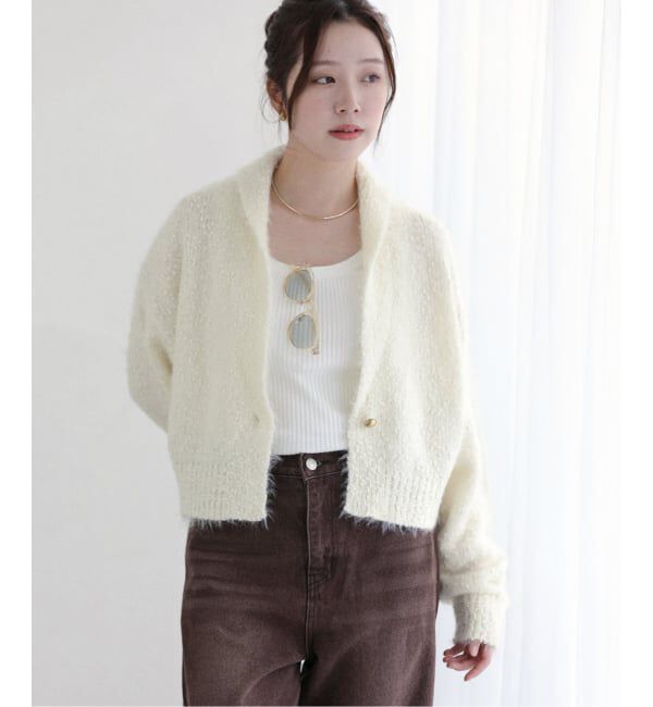  「【洗える】ポップヤーンボレロカーディガン」|カーディガン|