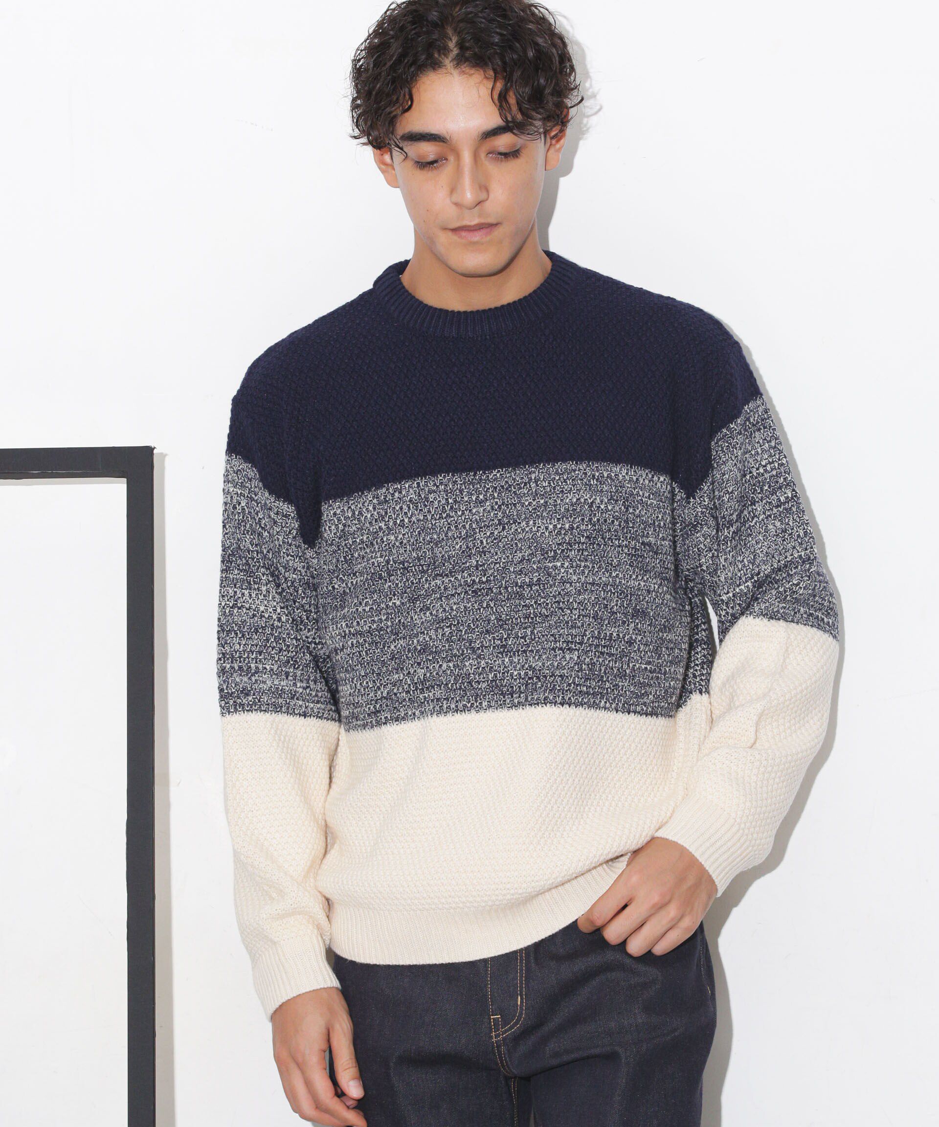 nano･universe「グラデーションワイドボーダーニット」|ニット・セーター|