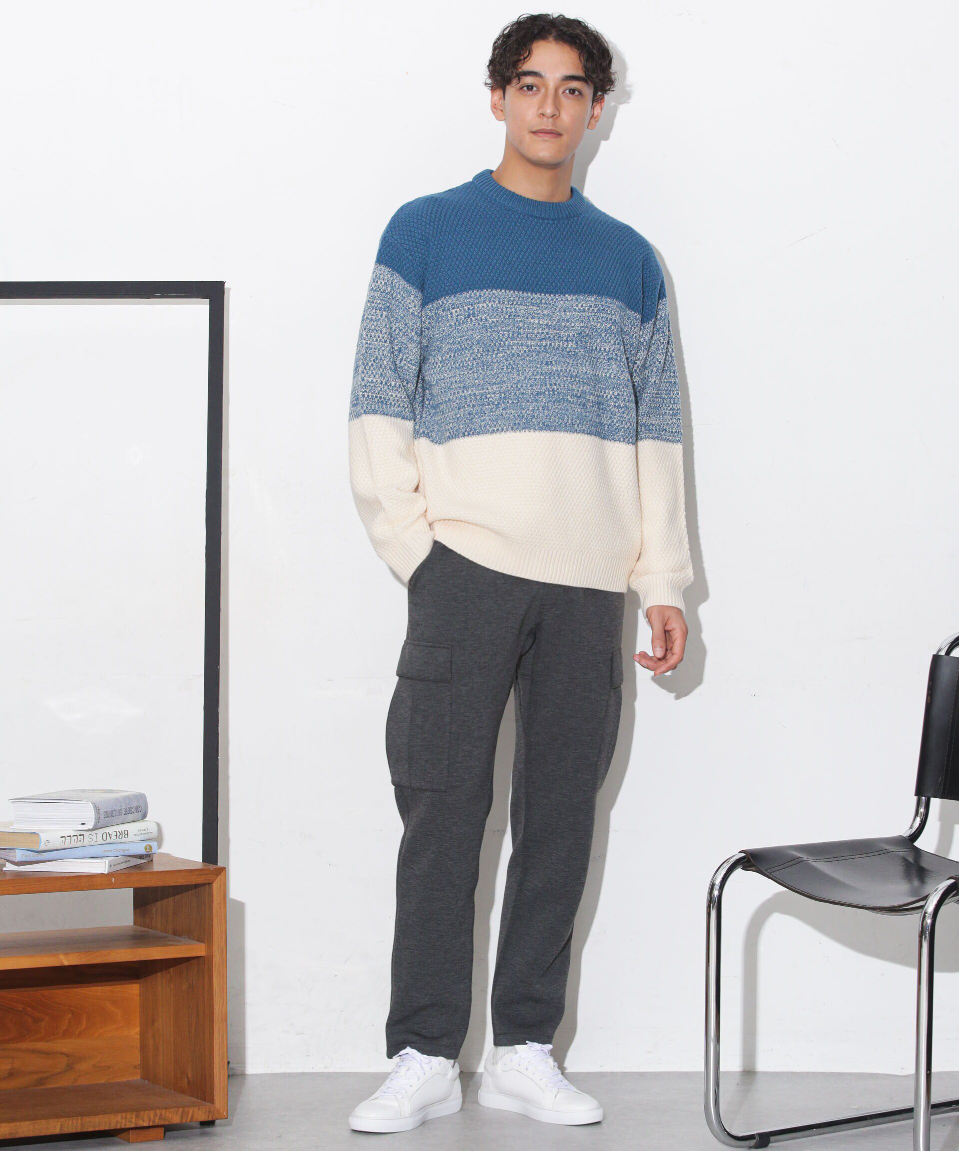 nano･universe「グラデーションワイドボーダーニット」|ニット・セーター|