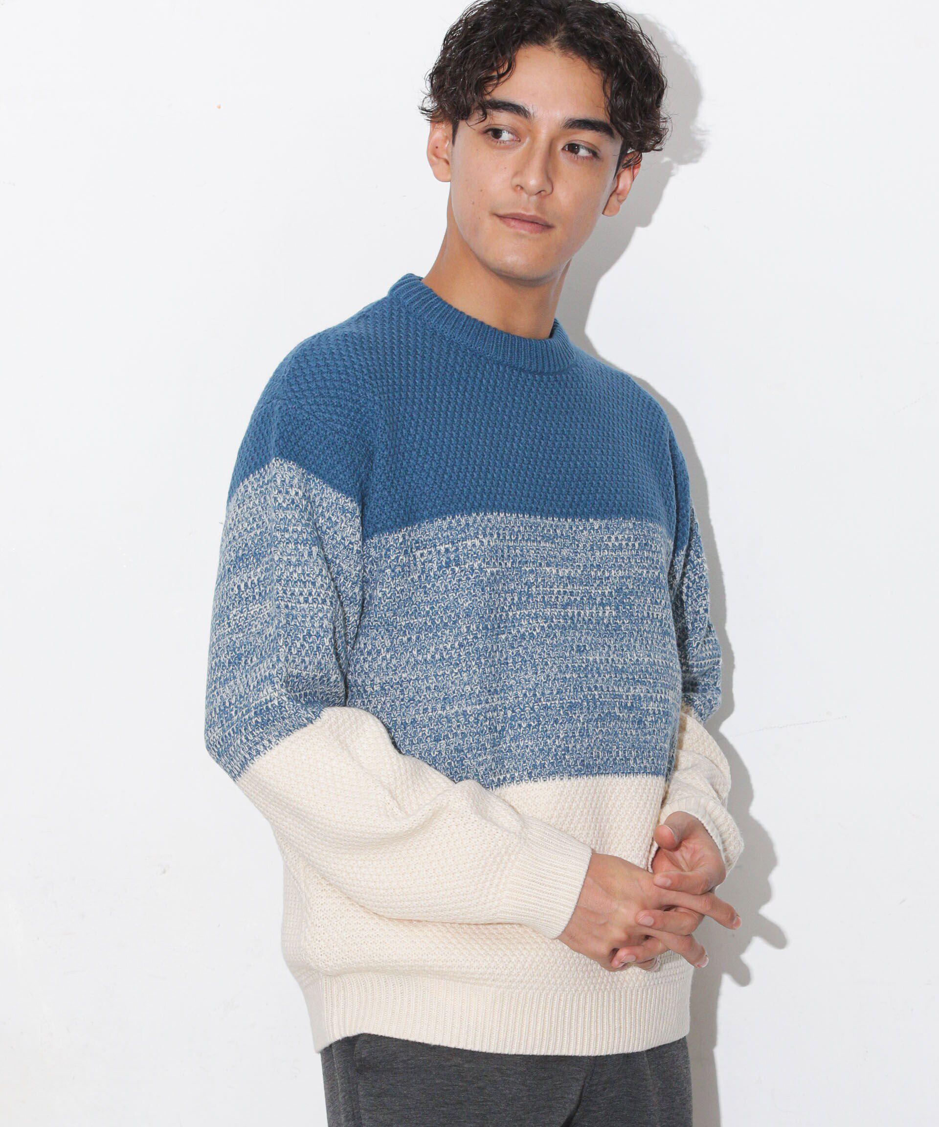 nano･universe「グラデーションワイドボーダーニット」|ニット・セーター|