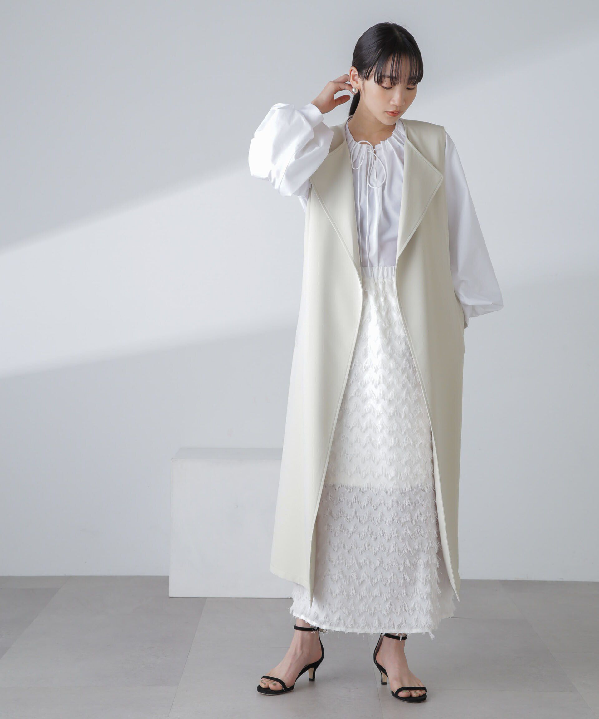 nano･universe「撥水&花粉ガード加工ロングジレ」|ベスト・ジレ|ライトベージ 1