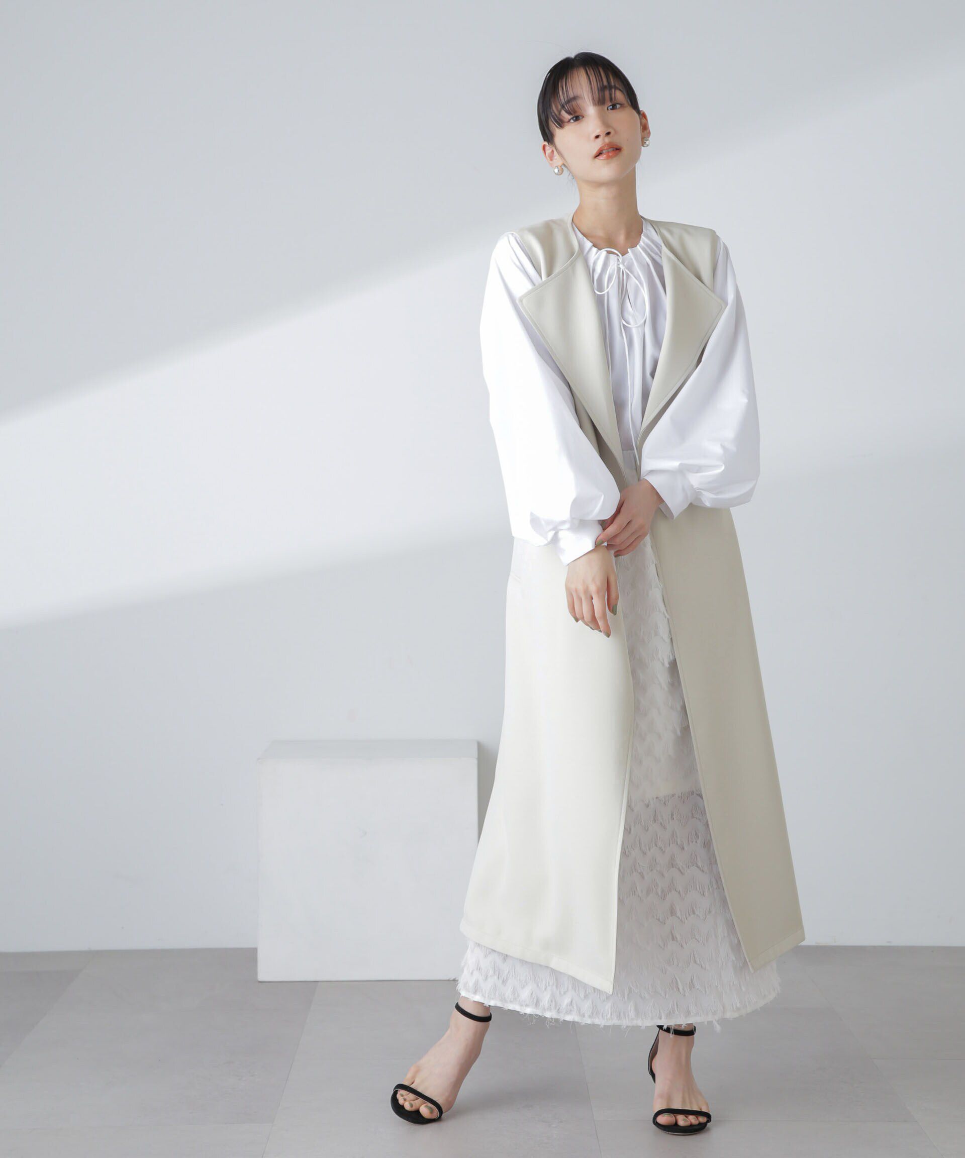 nano･universe「撥水&花粉ガード加工ロングジレ」|ベスト・ジレ|