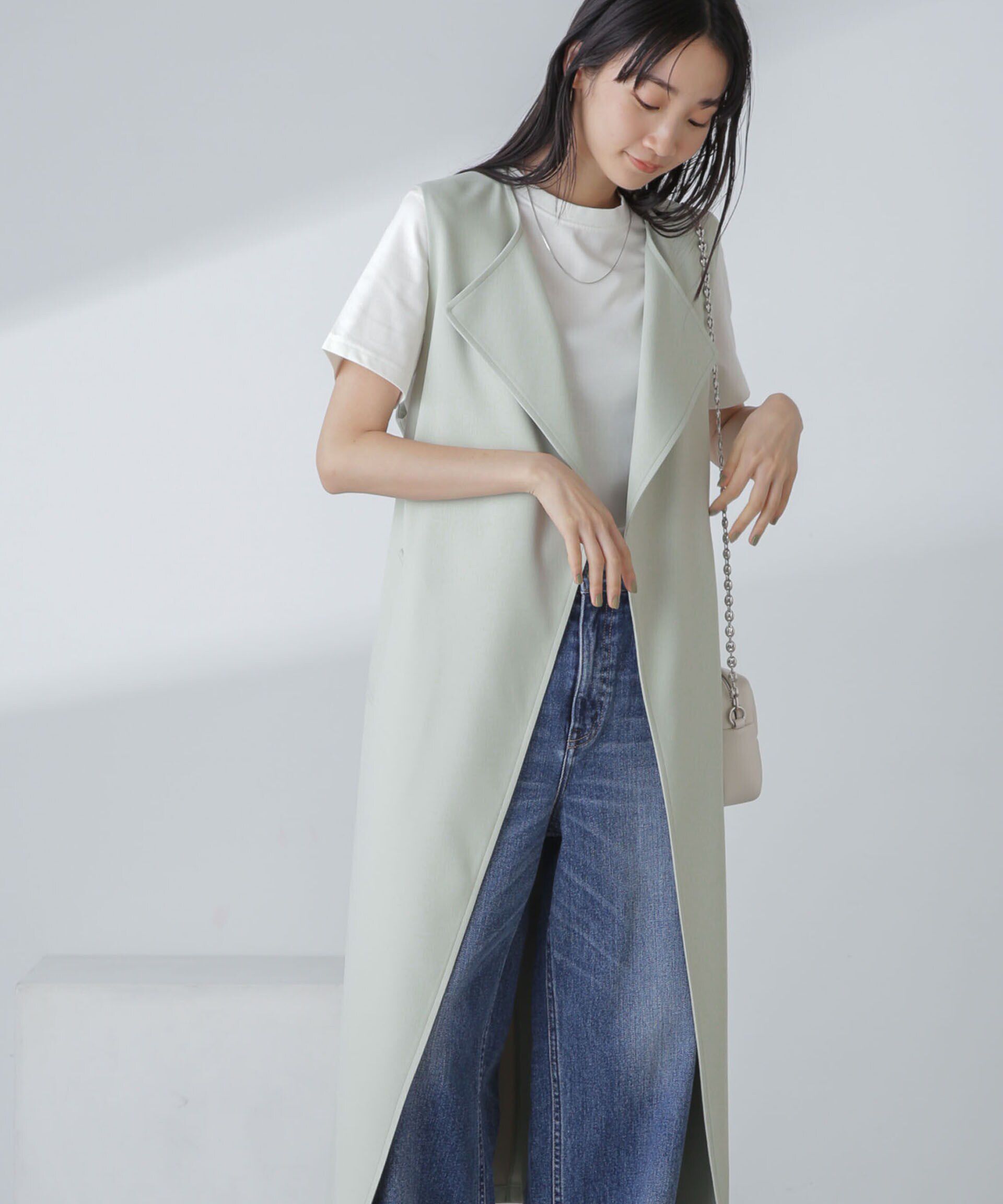 nano･universe「撥水&花粉ガード加工ロングジレ」|ベスト・ジレ|