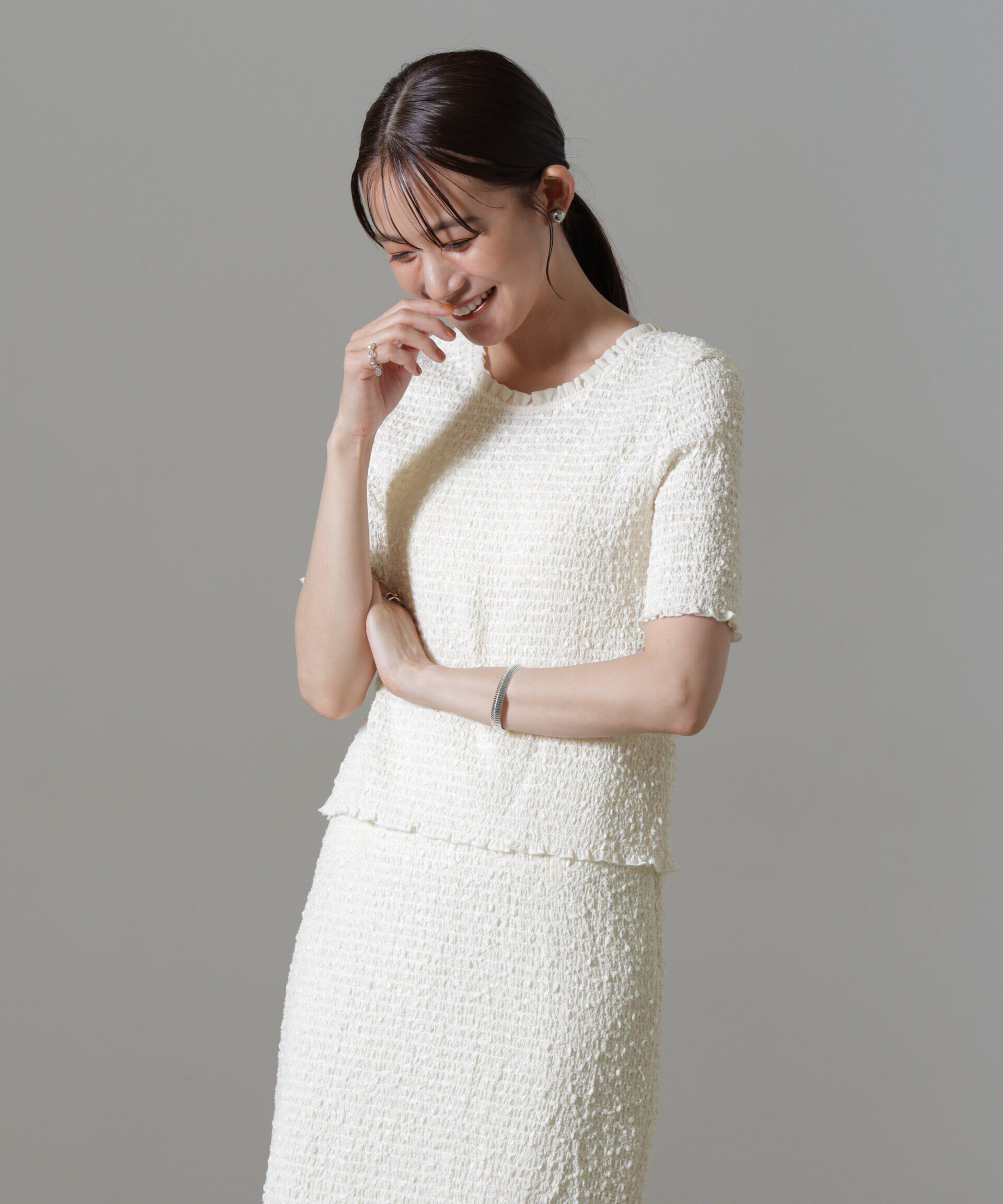 nano･universe「ファンシーシャーリングバックオープントップス(セットアップ可)」|シャツ・ブラウス|